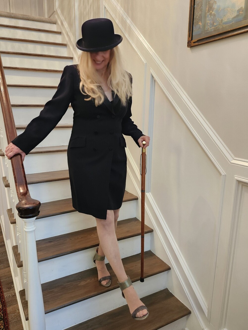 Jones NY Gorgeous Vintage Ex Con/Pro Clean Black Tuxedo Dress, P10, $45
